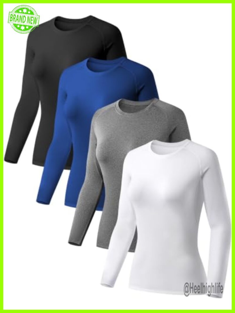 4 Pack Women's Compression Long Sleeve Workout Athletic Top
